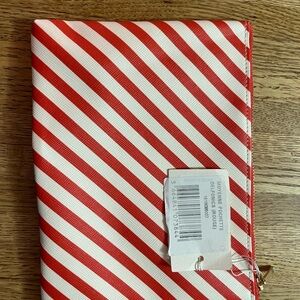 Sezane Red and White Striped Cosmetic Bag